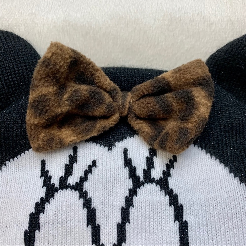 Walt Disney Mini Mouse Face with ears black white & Leopard print fleece Beanie - Picture 3 of 16